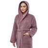 Arus Women's Turkish Terry Cotton Hooded Robe, Full Length Long Bathrobe with Hood - 3 of 4