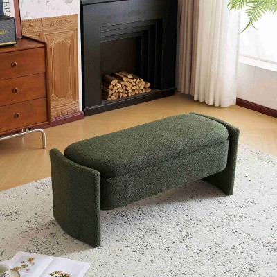 CAVINAS Boucle Fabric Storage Ottoman Bench with Storage Compartment,Upholstered Storage Ottoman,Storage Benches for Living Room,Bedroom