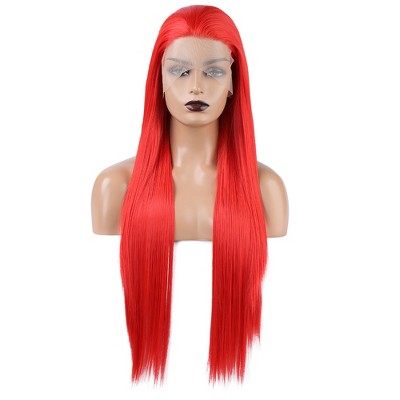 Unique Bargains Women's Long Straight Lace Front Wigs with Adjustable Wig Cap 24" 1 Pc