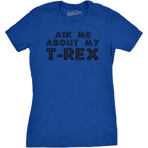Womens Ask Me About My Trex T shirt Funny Cool Dinosaur Flip Graphic Novelty Tee - Crazy Dog Women's T Shirt - 1 of 4