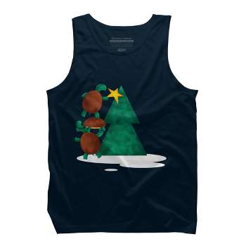 Men's Design By Humans Christmas Tree Turtle By moredesignsplease Tank Top