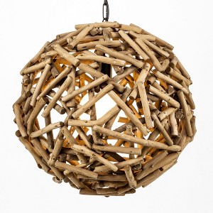 Modern Home Nautical Driftwood Ceiling Pendant Light - 16" Diameter - 1 of 4