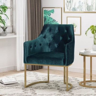 Modern Velvet Accent Chair, Button Tufted Diamond Decoration Single Sofa, Comfy Bedroom Armchairs For Living Room Reception Room