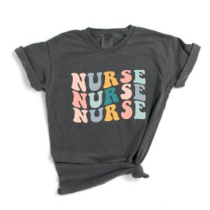 Simply Sage Market Women's Nurse Stacked Wavy Colorful Short Sleeve Garment Dyed Tee - 1 of 2