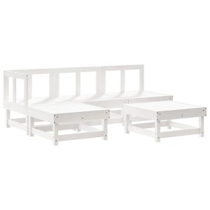 vidaXL Garden Lounge Set Solid Pine Wood Modular - White - 1 of 4