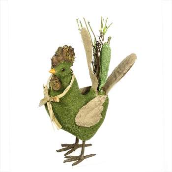 Northlight 15" Green and Brown Decorative Standing Chicken Spring Table Top Figure