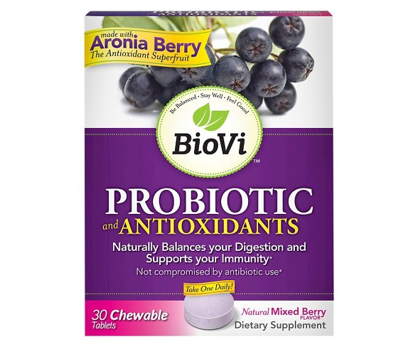 BioVi Natural Probiotic and Antioxidants Chewable Tablets - Mixed Berry - 30ct