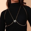 SOHI Women's Emerald Green:Crystal Silver The Pendre Décolletage Body Chain - 3 of 4