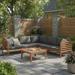 YOOCOZZ Wooden Outdoor Sofa Set with Cushions - 1 of 4