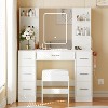 Coucheta Vanity Desk with Lights & Mirror - Makeup Dressing Table with Power Outlet, 7 Drawers & Stool (3 Lighting Modes) - 3 of 4