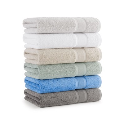 Oversized Blue Turkish Cotton Bath Towels Set of 2