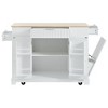 Sapphtopaz Fluted Kitchen Island with Trash Can Cabinet&Power Outlet,Rolling Cart with 3 Drawers&Open Side Racks Kitchen Island Cart for Kitchen - 4 of 4