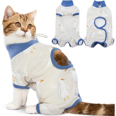 Cat Surgery Recovery Suit Female Male Soft Onesie, Abdominal Wounds Anti-Licking Pajama for Small Pets, Kitten Surgical Collar Cone Alternative Shirt