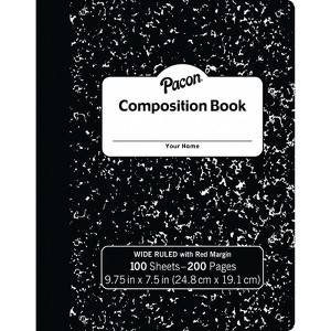 Pacon Composition Book, Black Marble, 3/8" Ruled w/Margin, 9-3/4" x 7-1/2", 100 Sheets (Pack of 6) - 1 of 1