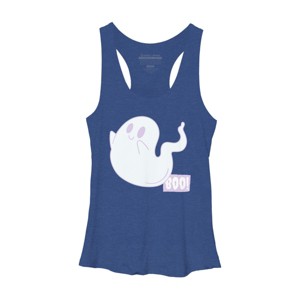 Women's Design By Humans Boo Cute Ghost Halloween cute design By BoogieCreates Racerback Tank Top - 1 of 3