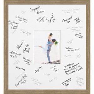 Woodgrain Signature Mat Picture Frame – Guest Book Alternative for Weddings, Graduations, or Retirement – Autograph Photo Mat for Signature Board - 1 of 4