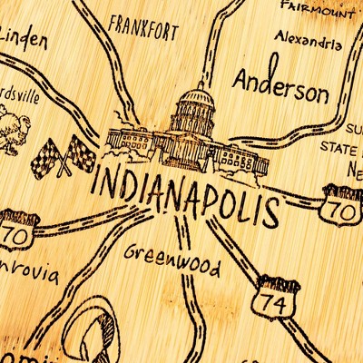 Indiana Shaped Bamboo Cutting and Serving Board with Laser Engraving