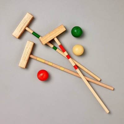 Croquet Set - Hearth & Hand™ with Magnolia: Lawn Sports for 2-6 Adults, Includes Mallets, Balls, Bag, Wickets, Stakes
