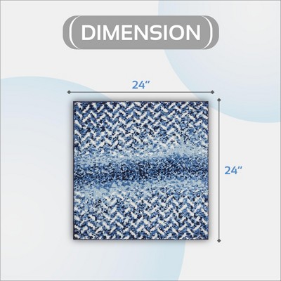 Blue and White Micro Polyester Chevron Pattern Square Bath Rug