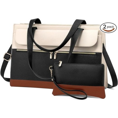 for Women 15.6 Inch Tote Work Professional Leather Computer Briefcase Waterproof Handbag Shoulder Large