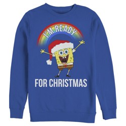 Men S Spongebob Squarepants Ugly Christmas Ready Santa Sweatshirt Target