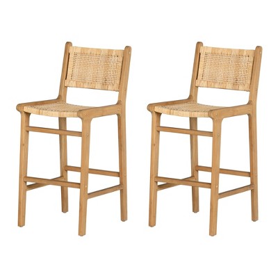Set of 2 Balka Rattan Barstools - South Shore