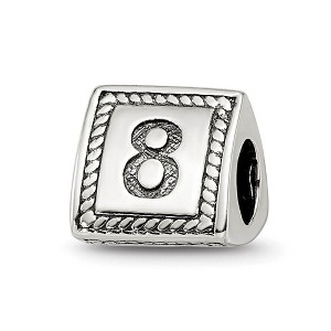 Black Bow Jewelry Triangle Block, Number 8 Sterling Silver Bead Charm - 1 of 4
