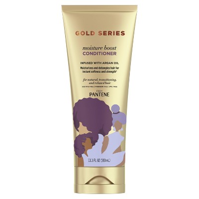 Gold Series from Pantene Sulfate-Free Moisture Boost Conditioner Infused with Argan Oil for Curly, Coily Hair, 11.1 fl oz