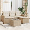 vidaXL Garden Sofa Set Beige PE Rattan, Powder-Coated Steel, Tempered Glass - 2 of 4
