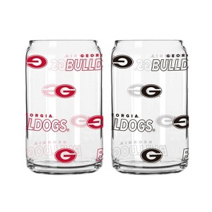 NCAA Georgia Bulldogs 2pk Glass Can - 16oz: Stemless Pint Glasses, Specialty Beer Glasses - 1 of 1