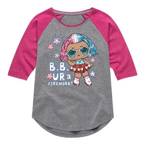 Girls' - LOL Surprise! - 4th of July Shirt Tail Raglan Graphic T-shirt - 1 of 4