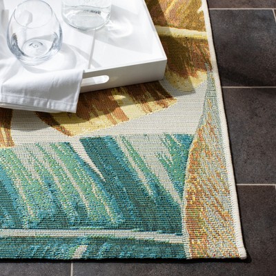 Multicolor 5'3" Square Synthetic Flat Woven Reversible Area Rug