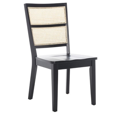 Black and Natural Woven Rattan Back Dining Chair Set