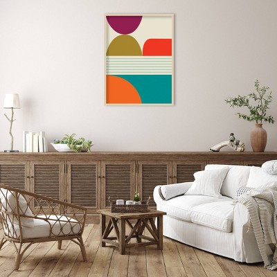 31" x 41" Colorful Abstract Mid-Century Modern Framed Wall Art