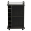 TUHOME Portable Dukat Wine and Liquor Bar Storage Display Cabinet Cart with Glass Door, 4 Wheels, 2 Shelves, and 6 Cubbies - 2 of 4