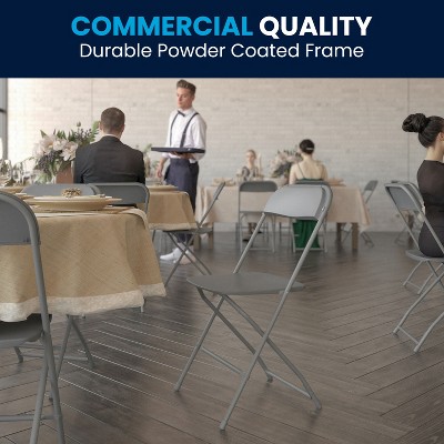 Gray Metal Armless Folding Chairs - Set of 2