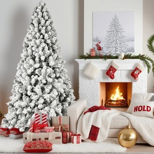 Resenkos Artificial 8ft Flock LED-lit Christmas Tree with 1460PVC Mixed Branch Tips - 1 of 4
