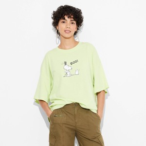 Women's Snoopy Boo Oversized Short Sleeve Graphic T-Shirt - Green - 1 of 3
