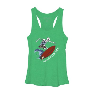 Women's Design By Humans Halloween Surfing Zombie Skeleton Funny Costume t shirt By graceandfinn Racerback Tank Top