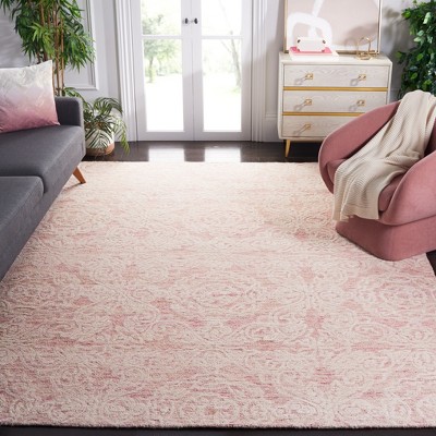 Ivory and Pink Hand-Tufted Wool 8' x 10' Area Rug