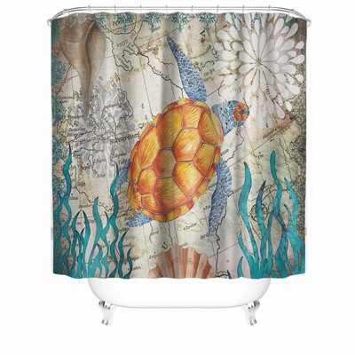 Orange Turtle Shower Curtains for Bathroom Waterproof Fabric Bath Curtain Durable Soft Stylish Bathroom Decor 72x72 Inch