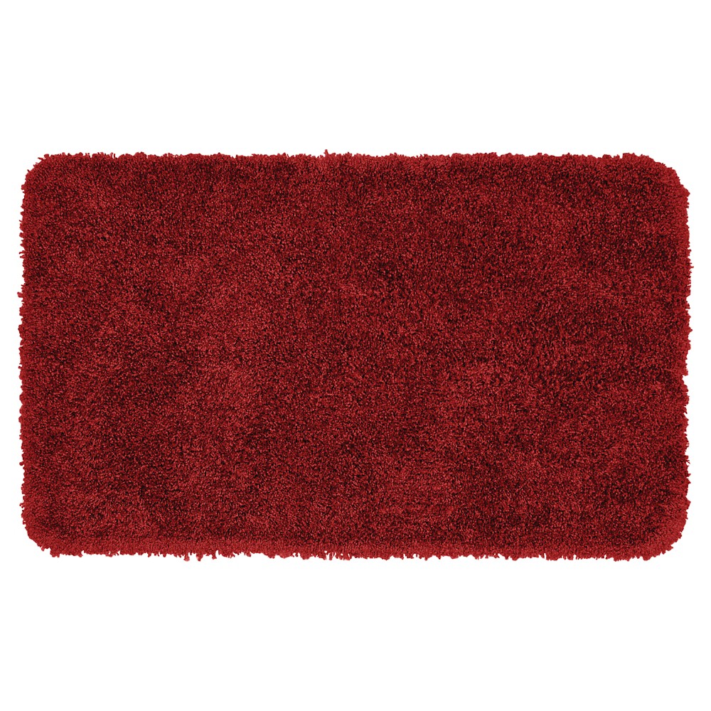 30inx50in Serendipity Solid Shaggy Washable Nylon Bath Rug Chili Pepper Red - Garland