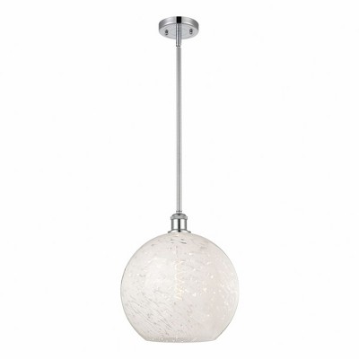 White Mouchette - 1 Light Stem Hung Pendant In Modern Style-13.5 Inches Tall and 12 Inches Wide