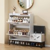 Okak Farmhouse Freestanding Shoe Cabinet Console with Storage Bench/Shelves,Space Saving Shoe Rack for Corridors, Entrances - 2 of 4