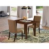HomeStock 3-Piece Mahogany Finish Rectangular Solid Wood Top with Dropleaf Dining Table Set - 2 of 4