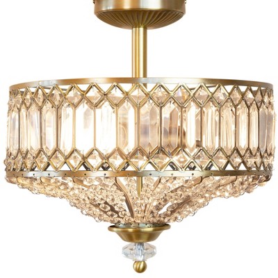 15.25" Glass/Metal Tiered Jeweled Semi Flush Mount Ceiling Lights - River of Goods