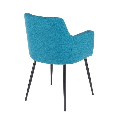 Teal & Black Contemporary Upholstered Side Chair with Metal Frame