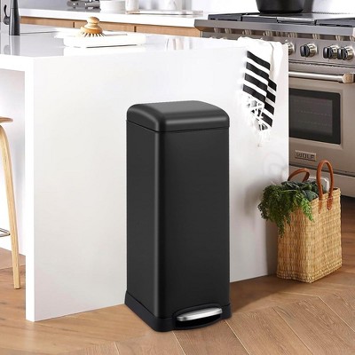 8 Gallon Bathroom Step Trash Can, 30-Liter Square Stainless Steel Foot Pedal Garbage Can
