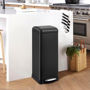 8 Gallon Bathroom Step Trash Can, 30-Liter Square Stainless Steel Foot Pedal Garbage Can - 1 of 4