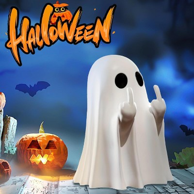 Hachikiko Halloween Ghost Figurine,Cute Funny Whimsical Mini Ghost Statue, Tabletop Home Decor & Halloween Gift